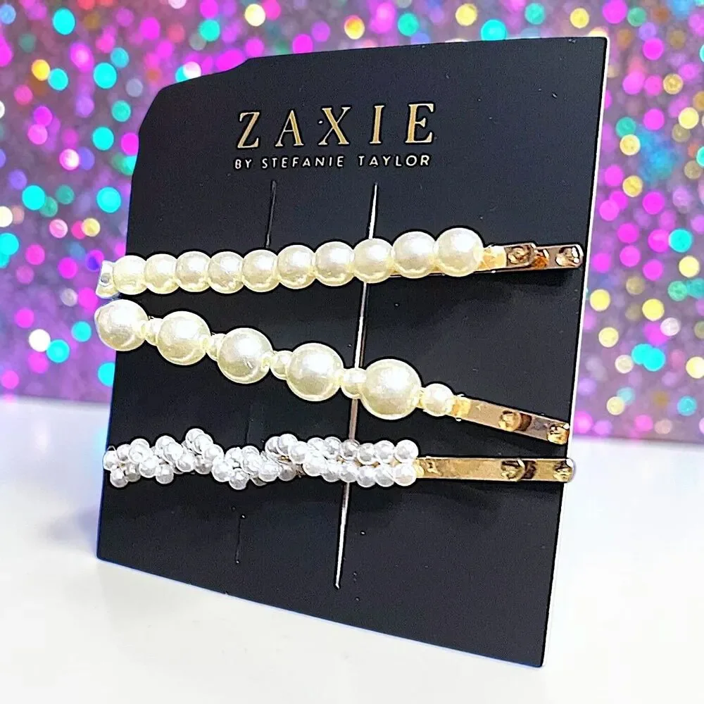 ZAXIE by Stefanie Taylor Pearl Hair Clips Brand New With Tags